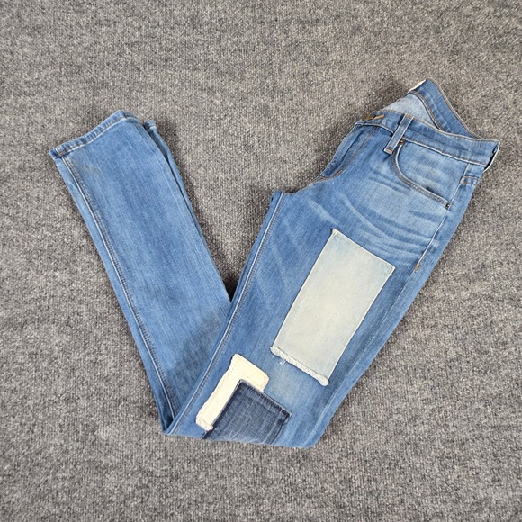 Hudson Denim - Hudson Patchwork Jeans Womens 30 Blue Straight Leg Denim Made in USA